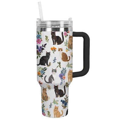 Lorva Tumbler Cute Floral Kitten