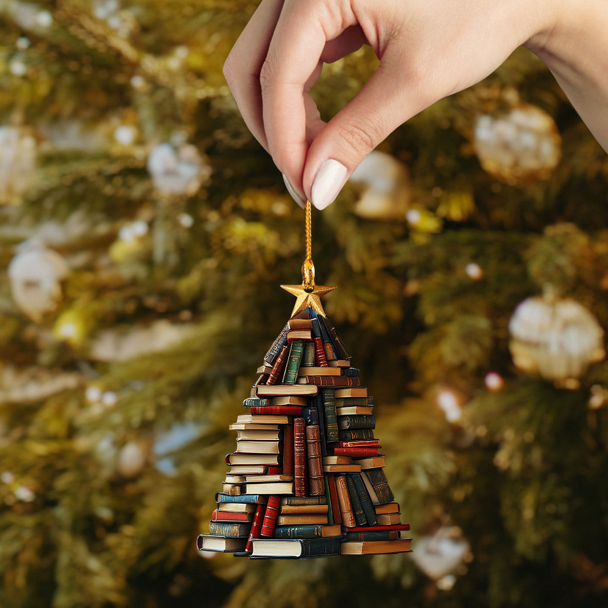 Lorva Reading Acrylic Ornament Book Lover Christmas Tree