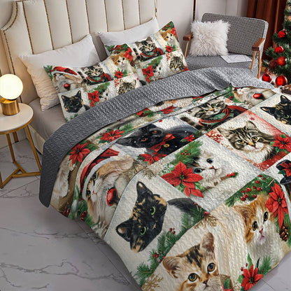 Lorva All Season Quilt 3-Piece Set Meowy Christmas