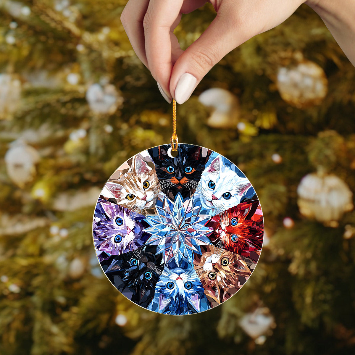 Lorva Cat 2D Acrylic Ornament Crystal Colorful