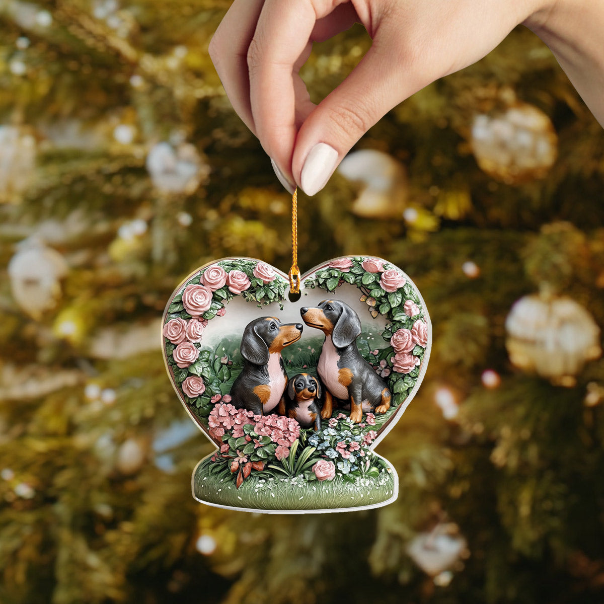 Lorva Dachshund 2D Acrylic Ornament Love