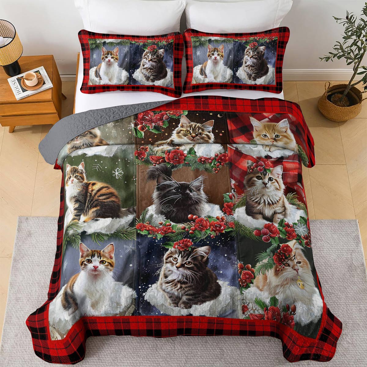 Lorva Cat All Season Quilt 3-Piece Set Remember Love On Christmas