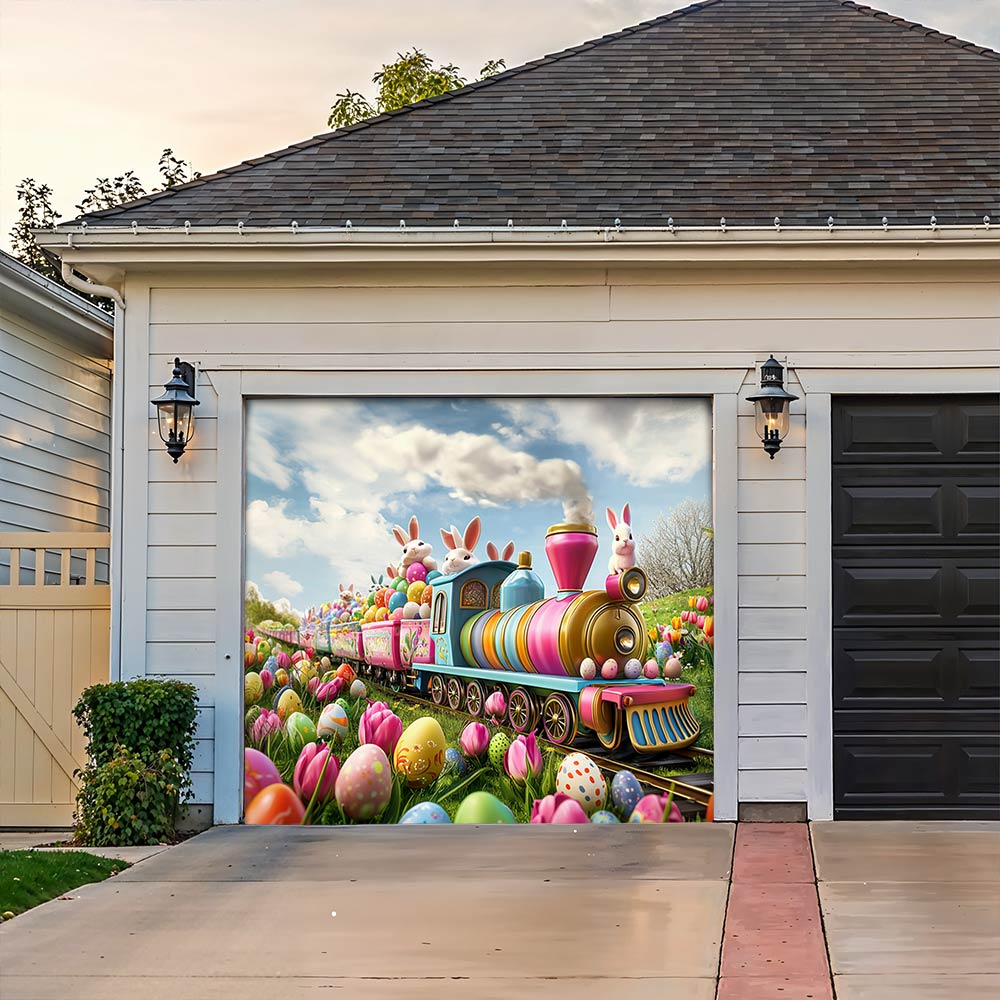 Lorva Easter Garage Door Banner Decoration The Bunny Bloom Train