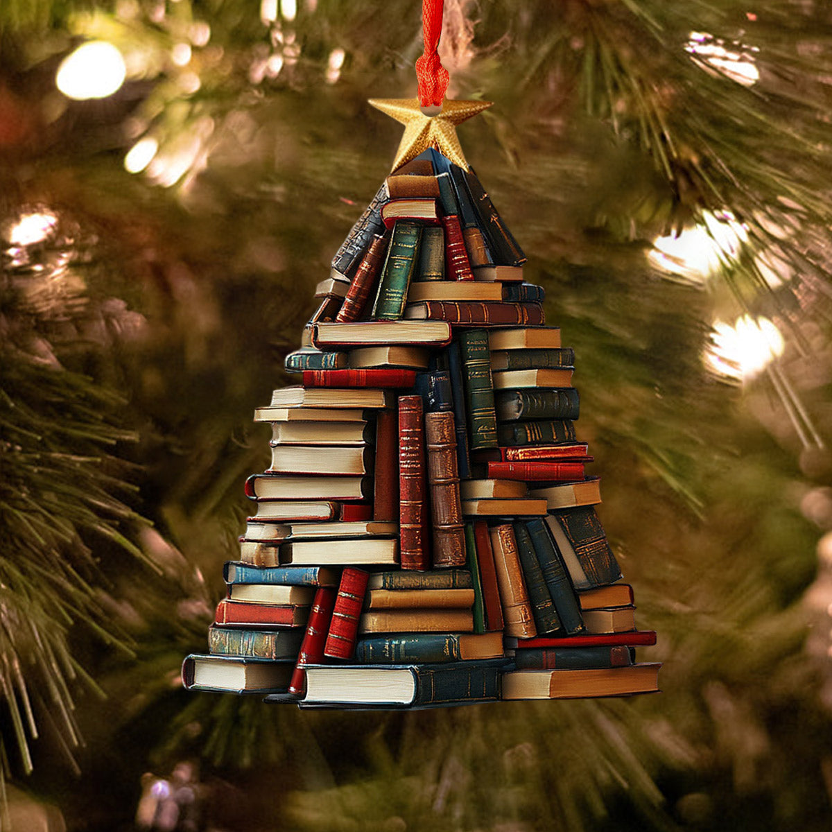 Lorva Reading Acrylic Ornament Book Lover Christmas Tree