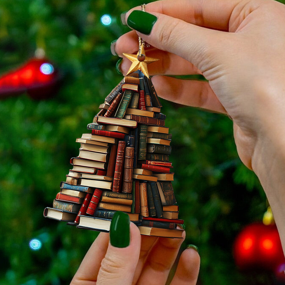 Lorva Reading Acrylic Ornament Book Lover Christmas Tree