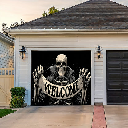 Lorva Halloween Garage Door Banner Decoration Skeleton Welcome