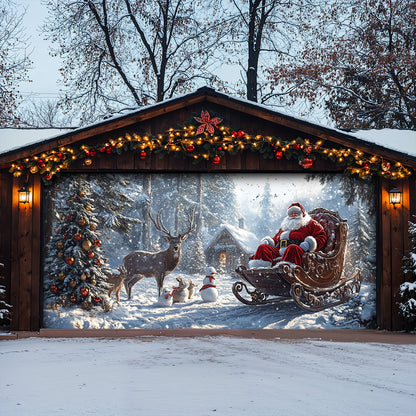 Lorva Christmas Garage Door Banner Decoration SSanta’s Woodland Christmas