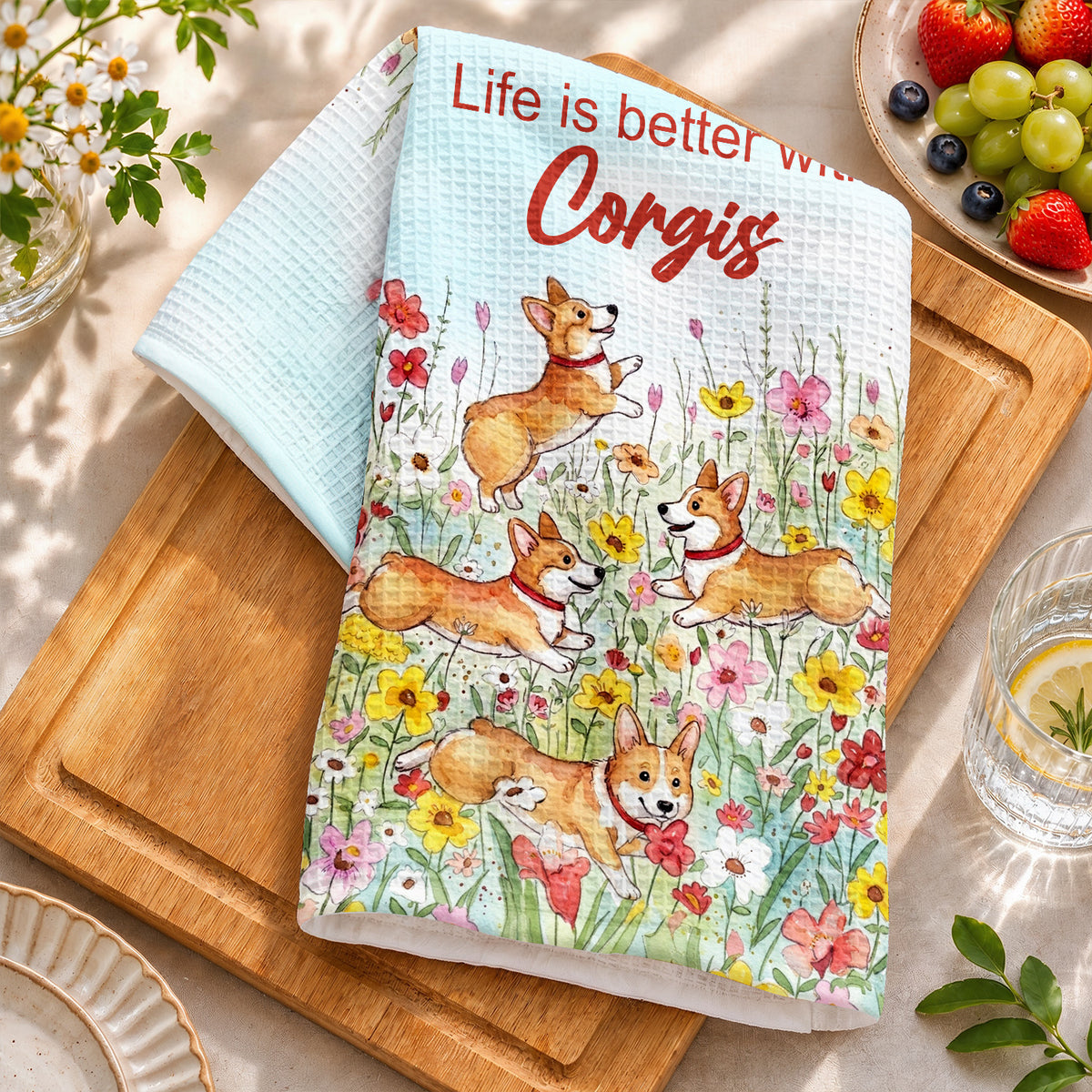 Lorva Corgi Kitchen Towel Life Is Better With Corgis