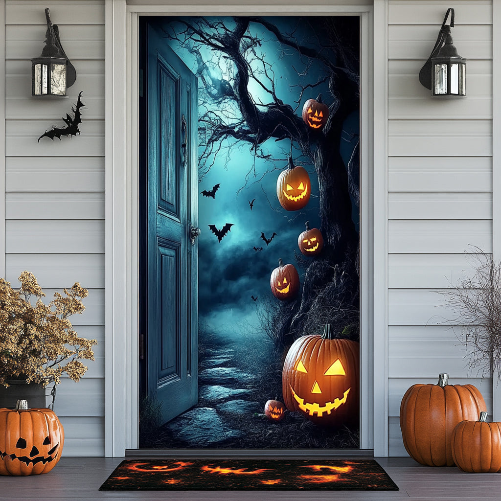 Lorva Halloween Door Cover Pumpkin Hollow Door