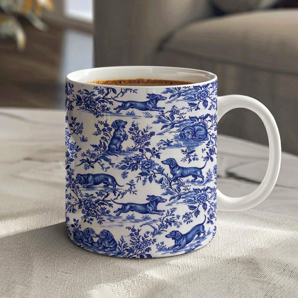 Lorva Mug Classical Floral Dachshunds