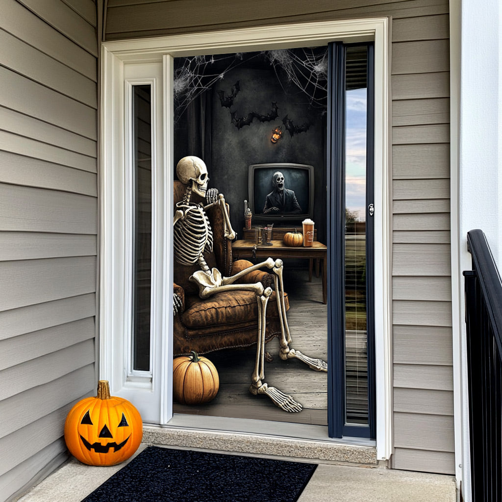 Lorva Halloween Door Cover Skeleton Movie Night