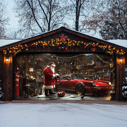 Lorva Christmas Garage Door Banner Decoration Santa’s Christmas Workshop