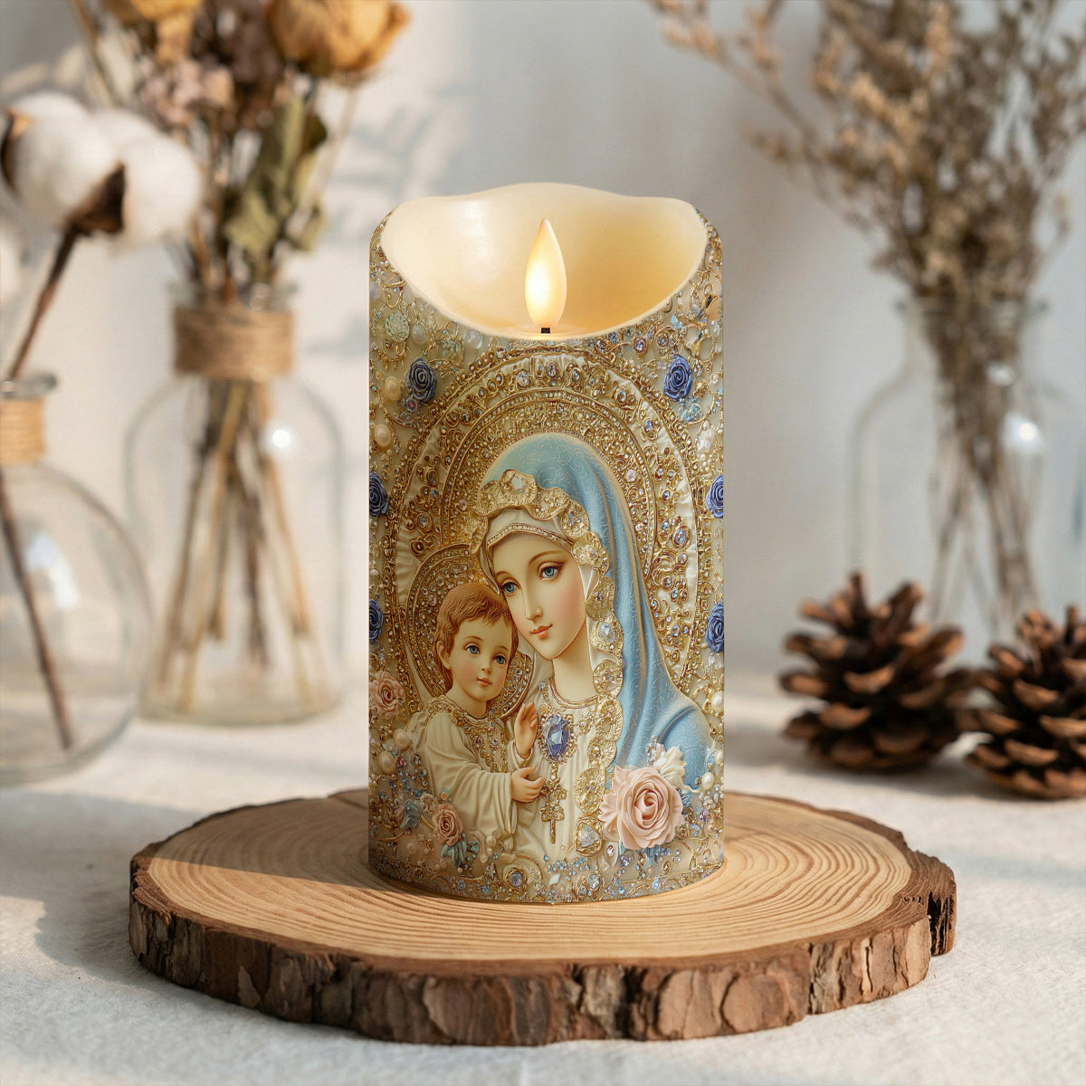 Lorva LED Candle Divine Madonna And Child