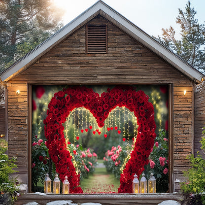Lorva Garage Door Banner Decoration Love Heart Rose Pathway