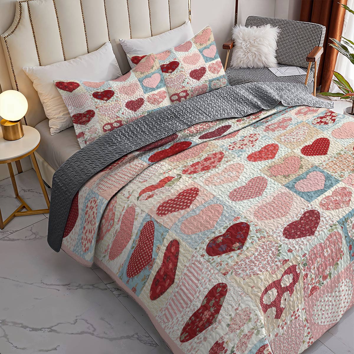 Lorva All Season Quilt 3-Piece Set Sweet Heart