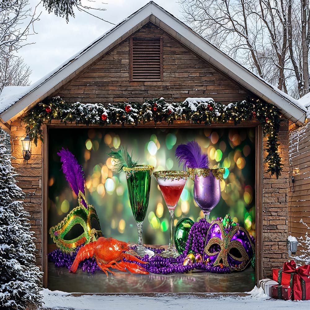 Lorva Mardi Gras Garage Door Banner Decoration Party