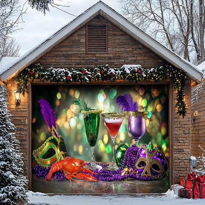 Lorva Mardi Gras Garage Door Banner Decoration Party