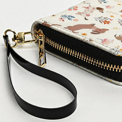 Lorva Dachshund Leather Wallet Happy Field Flowers