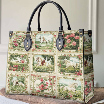 Lorva Leather Bag Horse Charm Floral Grace