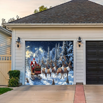 Lorva Christmas Garage Door Banner Decoration  Majestic Santa’s Christmas Reindeer Team