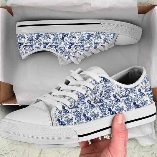 Lorva Dachshund Women's Low Top Shoes Charming Floral Dachshund