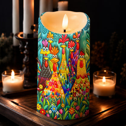 Lorva Chicken LED Candle Charming Floral Chickens