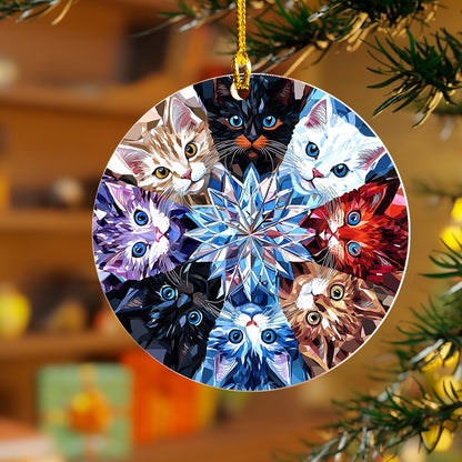 Lorva Cat 2D Acrylic Ornament Crystal Colorful