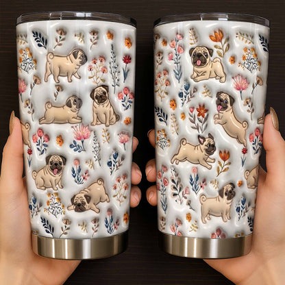 Lorva Pug 20Oz Flat Print Tumbler Happy Field Flowers