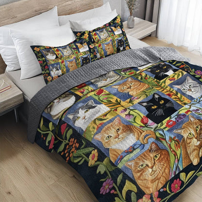 Lorva Cat All Season Quilt 3-Piece Set Mysterious Garden