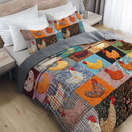 Lorva Chicken All Season Quilt 3-Piece Set Rustic Chicken Charm