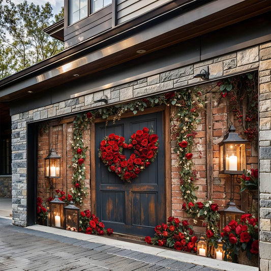 Lorva Garage Door Banner Decoration Hearts & Roses Romance