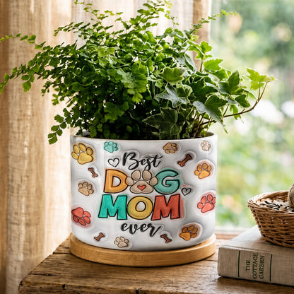 Lorva Dachshund Flat Print Ceramic Plant Pot Best Dog Mom Ever