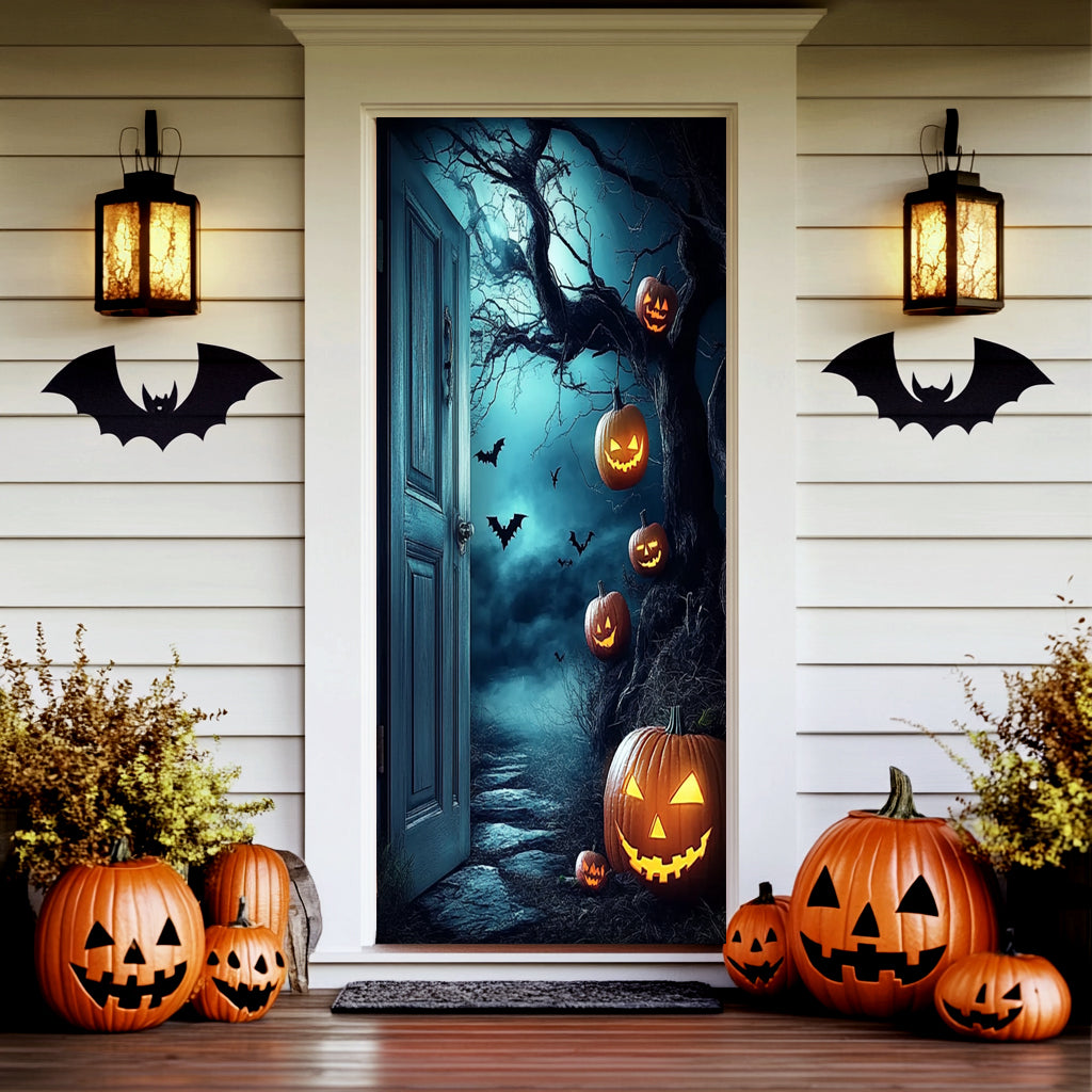 Lorva Halloween Door Cover Pumpkin Hollow Door