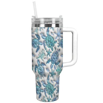 Lorva Tumbler Sea Turtle Blue Flow