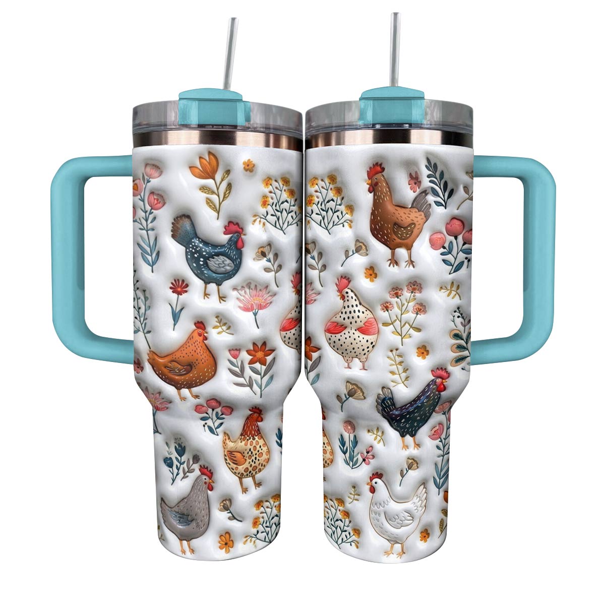 Lorva Tumbler Cute Floral Chickens
