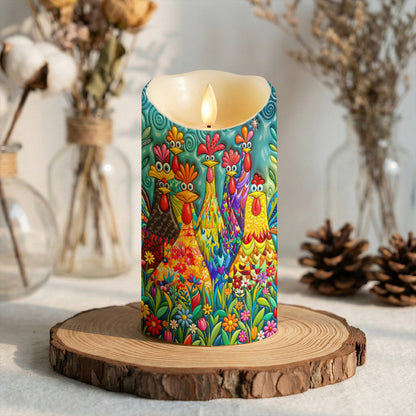 Lorva Chicken LED Candle Charming Floral Chickens