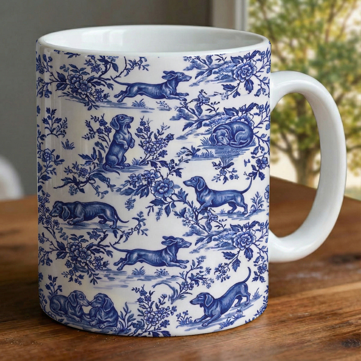 Lorva Mug Classical Floral Dachshunds