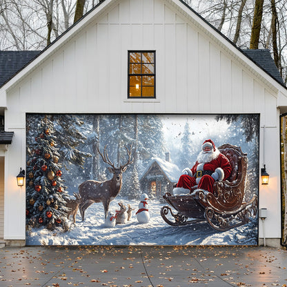 Lorva Christmas Garage Door Banner Decoration SSanta’s Woodland Christmas