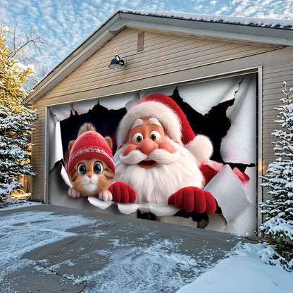 Lorva Christmas Garage Door Banner Decoration Cute Catmas