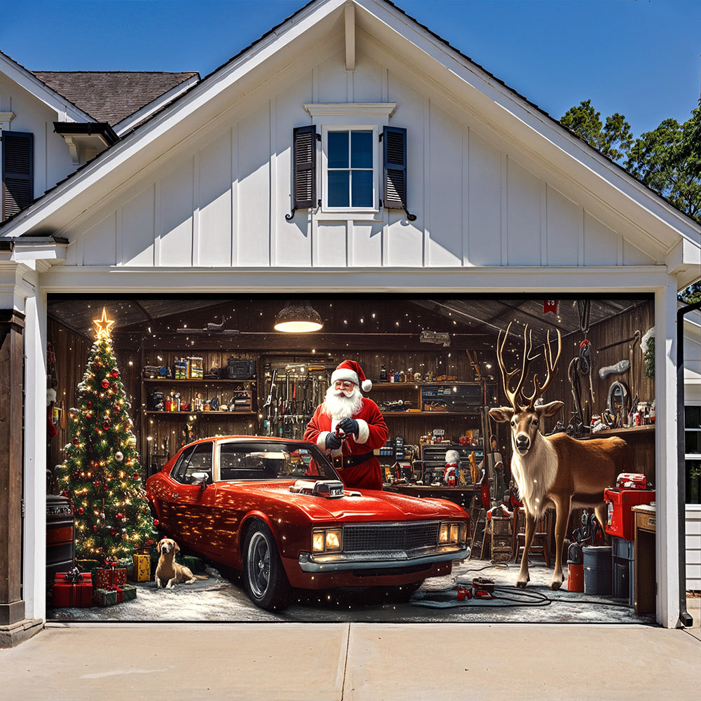 Lorva Christmas Garage Door Banner Decoration Happy Christmas