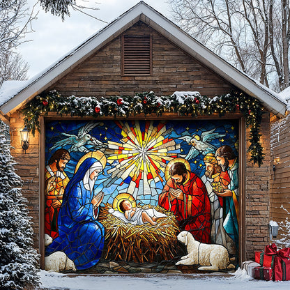 Lorva Christmas Garage Door Banner Decoration Holy Family Nativity