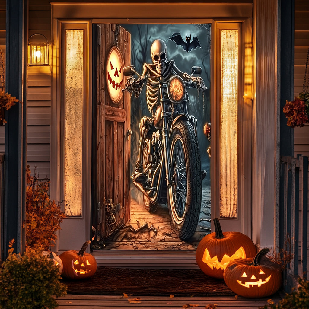 Lorva Halloween Door Cover Grim Reaper Biker