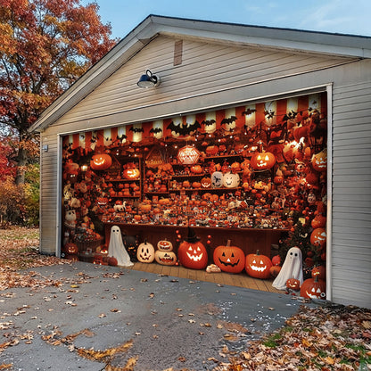 Lorva Halloween Garage Door Banner Decoration Shopfront Pumpkins