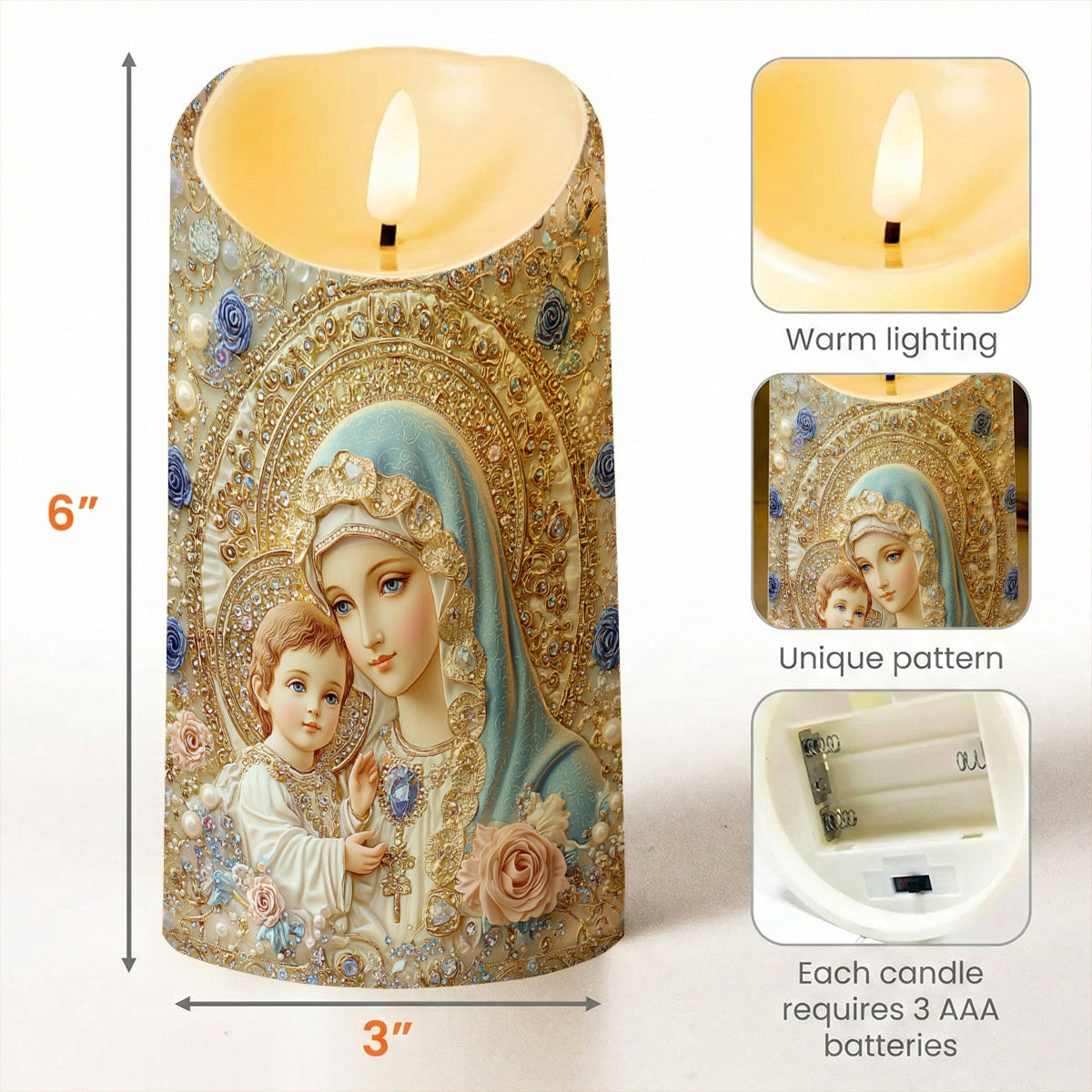 Lorva LED Candle Divine Madonna And Child