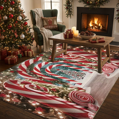 Lorva Christmas Area Rug Backdrop With Giant Canes