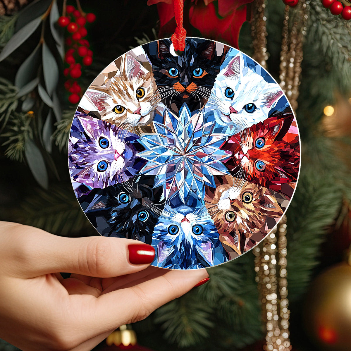 Lorva Cat 2D Acrylic Ornament Crystal Colorful