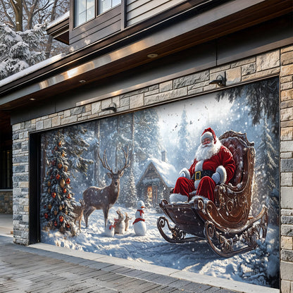 Lorva Christmas Garage Door Banner Decoration SSanta’s Woodland Christmas