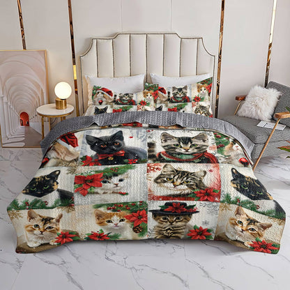Lorva All Season Quilt 3-Piece Set Meowy Christmas