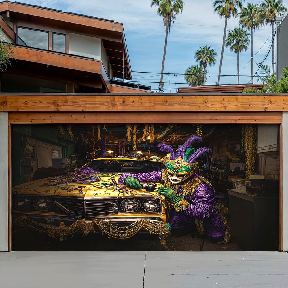 Lorva Mardi Gras Garage Door Banner Decoration Mardi Gras Auto Fix