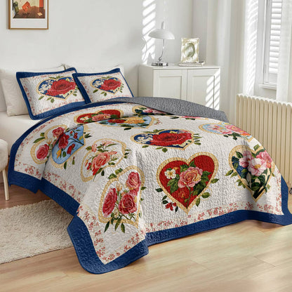 Lorva Valentine All Season Quilt 3-Piece Set Rustic Roses